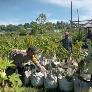 Bhabinkamtibmas Desa Dore Bara Pantau lahan pekarangan warga dalam rangka dukungan program ketahanan pangan nasional menuju Indonesia Emas 2045