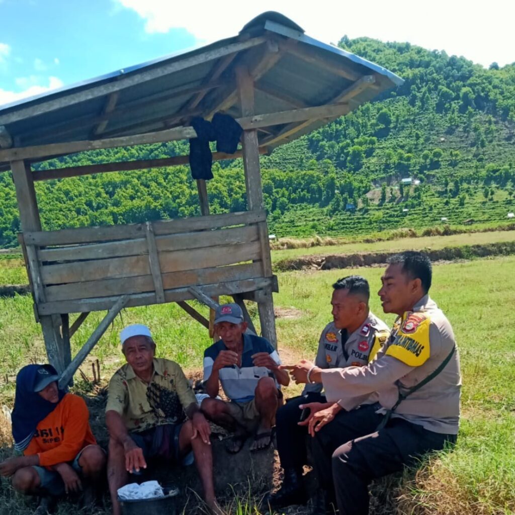 Bhabinkamtibmas Polres Bima Kota Laksanakan Jum’at Curhat, Sambangi Warga di Area Persawahan Penaraga